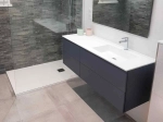Plan vasque Design, fabrication sur mesure, Largeur 60 à 200 cm x Profondeur 40 à 60 cm, résine minérale ACRYSTONE® SOLID-SURFACE Finition lisse blanc mate, Livraison Offerte et Rapide.